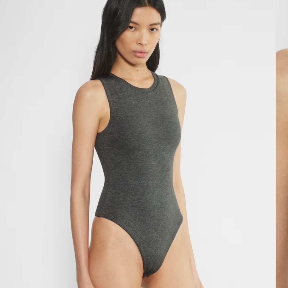 Aritzia Charcoal Gray Sleeveless One-Piece Bodysuit